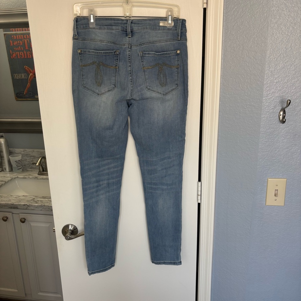 Seven 7 Blue Distressed Jeans with Zippers - Picture 4 of 7